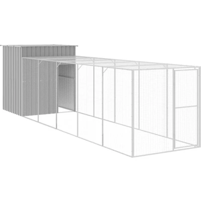 Afbeelding van vidaXL Kippenhok met ren 165x659x181 cm staal lichtgrijs