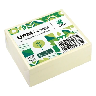 Afbeelding van UPM notes 75x75 pastel geel pak 3x 100 vel per 12