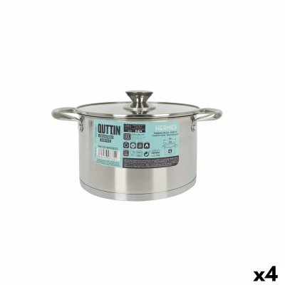 Afbeelding van Pot met Glazen Deksel Quttin Hermes Staal 4 L (4 Stuks)