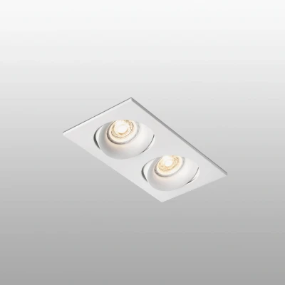 Afbeelding van Faro Lighting Arg 2 Light Double Square Kantelbare Inbouwspot Wit, GU10