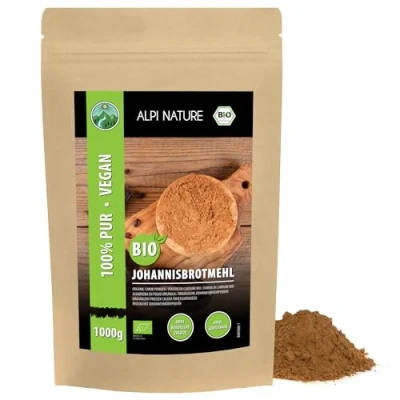 Afbeelding van BIOLOGISCH johannesbroodpoeder (1kg), gemalen johannesbroodpoeder, donker glutenvrij, lactosevrij, laboratorium getest, veganistisch