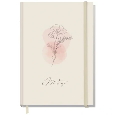 Afbeelding van Paper&amp;you® Dainty Flower notitieboek, A5+, gelinieerd, met elastiek, 156 pagina&#039;s, 78 vellen, als bullet journal, dagboek, duurzaam en klimaatvriendelijk