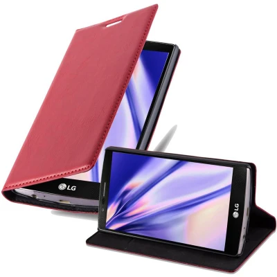 Afbeelding van Cadorabo Hoesje geschikt voor LG G4 / PLUS in APPEL ROOD Beschermhoes Case magnetische sluiting Cover