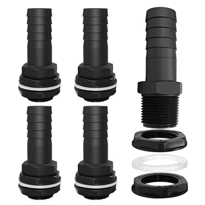Afbeelding van 4 stuks tankdoorvoer, regentondoorvoer, 1 inch buitendraad met 2 afdichtingen en contramoer, vataansluiting slangtule voor regenton, watertanks, reservoirs