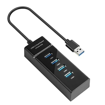 Afbeelding van AXFEE USB hub, 4 poorts 3.0 datumhub, 5 Gbps Data Multi Port Expander Extender Lead Adapter voor laptop, flashdrives, mobiele harde schijf en meer, compatibel met poortapparaat