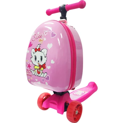 Afbeelding van Jupix RollyRol PrettyCat kinderstep met koffer 3 wielen kinderkoffer step meisje het perfecte cadeau!