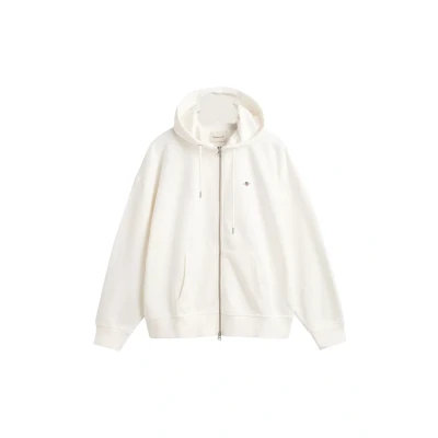Afbeelding van GANT Shield Sweater met rits, Dames, Maat: XS, Eggshell