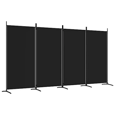 Afbeelding van vidaXL Kamerscherm met 4 panelen 346x180 cm stof zwart, scheidingswand, decoratief scherm, kamerafscheiding, ruimteverdeler, woonkamerscherm