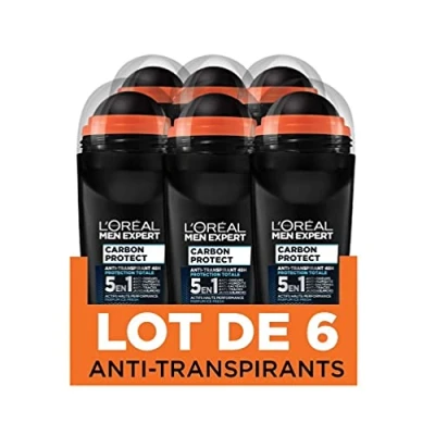 Afbeelding van Men Expert L&#039;Oréal Carbon Protect Ice Fresh Deodorant voor heren, verpakking van 6 stuks (6 x 50 ml)