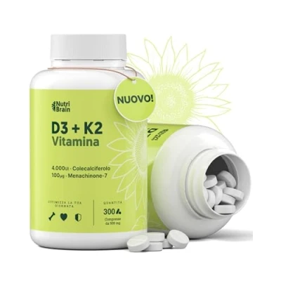 Afbeelding van Vitamine D3 en K2 300 tabletten 1 capsule om de 4 dagen Premium: MK 7 100% all trans maximale biologische beschikbaarheid ondersteunt botten, immuunsysteem hart