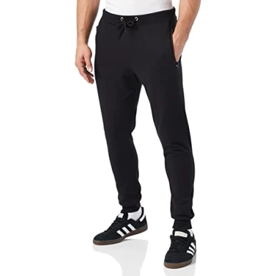 Afbeelding van FM London, Slim fit, joggingbroek voor heren, met zakken ritssluiting, ideaal dagelijks gebruik en sport, comfortabel, zacht., zwart, S