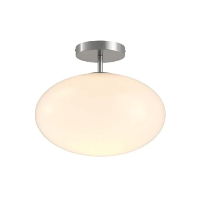 Afbeelding van Lindby plafondlamp 1licht ijzer, glas H: 33 cm E27 nikkel satijn, opaalwit