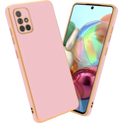 Afbeelding van Cadorabo Hoesje geschikt voor Samsung Galaxy A51 4G / M40s in Glossy Roze Goud Beschermhoes Case Cover van flexibel TPU silicone en met camerabescherming