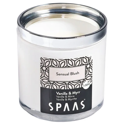 Afbeelding van Spaas Geurkaars Silver Ring Sensual Blush Branders Ø76x76 mm Wit per stuk Ca. 30 H