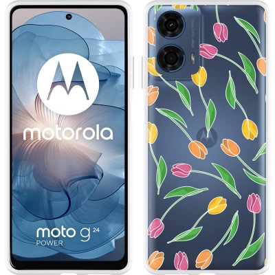 Afbeelding van Cazy Hoesje geschikt voor Motorola Moto G04/G04s/G24/G24 Power Tulpen