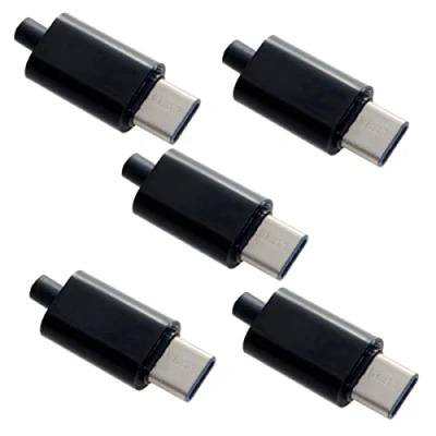 Afbeelding van Cablecc 5set DIY 24pin USB 3.1 type C Stekkerconnector SMT met Zwarte Behuizing Cover