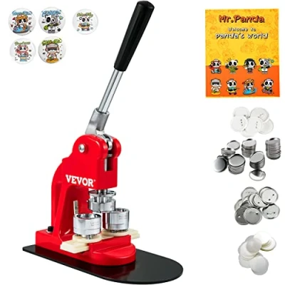 Afbeelding van VEVOR Buttonmaker machine, 25 mm (1 inch) badge punch press kit, kinderen DIY geschenken pin maker, button maken accessoires met 500 stuks onderdelen &amp; cirkelsnijder tovenboek