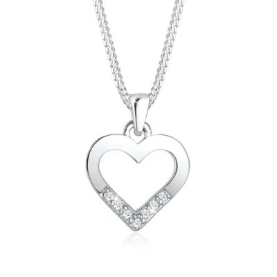 Afbeelding van Elli PREMIUM Dames Halsketting Hart Uitgesneden Hanger Liefde Elegant met Diamant (0.035 ct.) in 925 Sterling Zilver