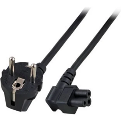 Afbeelding van Apparaatsnoer met haakse C5 plug en stekker 3x 0,75mm / zwart 5 meter