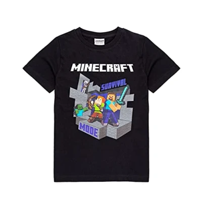 Afbeelding van Minecraft Jongens T shirt leeftijd 4 tot 14 jaar, zwart, 9 10 Jaar