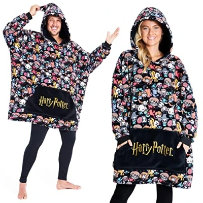 Afbeelding van Harry Potter zeer grote dekenhoodie voor dames, mannen en tieners, draagbare fleece deken, Eén Maat (Veelkleurig)