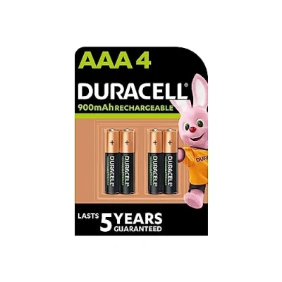 Afbeelding van 4 x Duracell AAA oplaadbare 900 mAh (1 blister met batterijen) batterijen (HR03/DX2400)