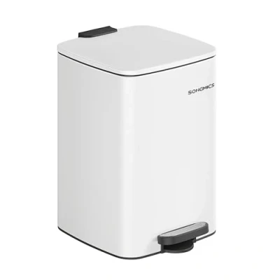 Afbeelding van SONGMICS keukenvuilnisbak, afvalbak 20 liter, pedaalemmer, staal, met binnenemmer, soft close, openhoudfunctie, wolkenwit LTB592W02