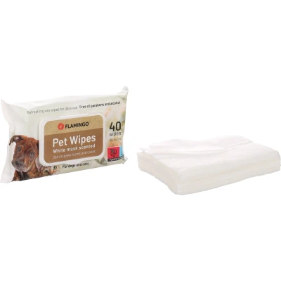 Afbeelding van Flamingo Reini Verzorgingsdoekje Honden Universele Doekjes White Musk 40st 18x16cm Display 174396