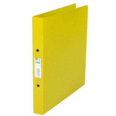 Afbeelding van Q CONNECT ringmap, PP, 2 ringen, 25 mm, transparant geel ringmap