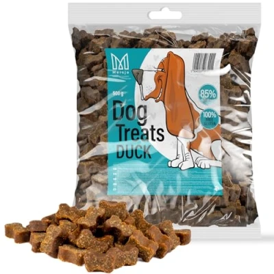 Afbeelding van MERSJO Hondensnacks, trainingssnacks, 500 g droog hondenvoer, lekkernijen voor honden, voorzichtig gedroogde vleestrainer, geschikt alle rassen en maten, eend