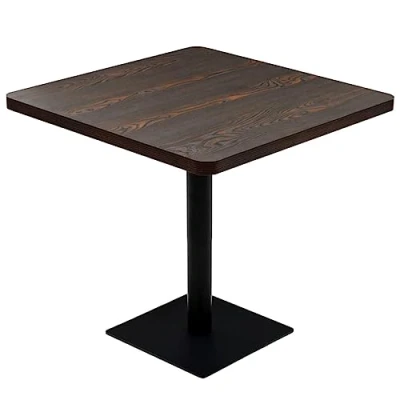 Afbeelding van Bistrotafel vierkant 80x80x75 cm MDF en staal donker essenkleur