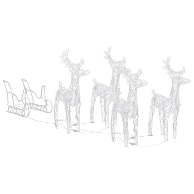 Afbeelding van Kerstdecoratie rendieren en slee 280x28x55 cm acryl