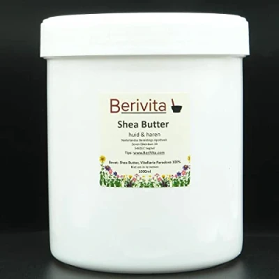 Afbeelding van Shea Butter Puur 1kg Pot Huid en Haar 1000 gram Ongeraffineerde Onbewerkte Sheabutter Boter