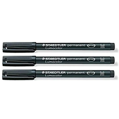 Afbeelding van Staedtler Lumocolor Zwarte Medium Permanente Marker Pennen Pack van 3 Waterdichte Smudge Resistant Sneldrogende CD DVD OHP