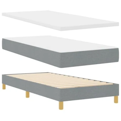 Afbeelding van vidaXL Boxspring Bed met Matras in Lichtgrijs, 100x200 cm Stof