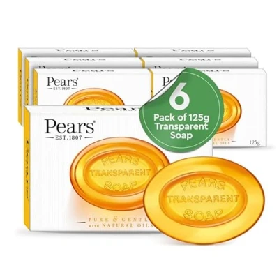 Afbeelding van Pears Pure &amp; Gentle Transparante zeepstukken met natuurlijke oliën, verrijkt etherische dagelijks gebruik voor gezicht en lichaam, alle huidtypes, mannen vrouwen, verpakking van 6