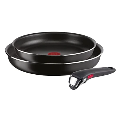 Afbeelding van Lagostina Ingenio Essential Plus Set van antiaanbak aluminium pannen en potten voor gas oven, 3 stuks, Ø 24 28 cm afneembare handgreep