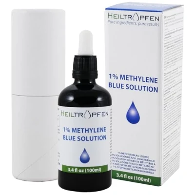 Afbeelding van Methyleenblauw 1% oplossing 3,4 Fl Oz 100 ml Wetenschappelijke en analytische toepassing Ingrediënten van farmaceutische kwaliteit Heiltropfen®