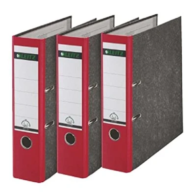 Afbeelding van Leitz 310305025 kwaliteitsordner 180A met sleuven, A4 breed, 3 stuks, rood