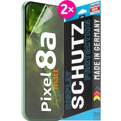 Afbeelding van smart engineered se® Beschermfolie voor Pixel 8a, ontspiegeld, 2x folies in een set uit Duitsland, Google matte displayfolie, mat alternatief veiligheidsglas 8a