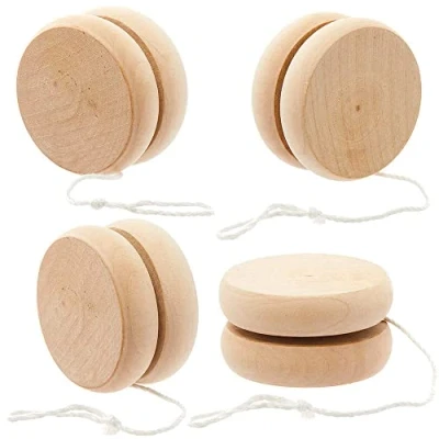 Afbeelding van Baker Ross FC849 Houten YoYo tolletjes Set van 4, feestzakjes voor jongens en meisjes, versier je eigen
