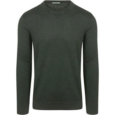 Afbeelding van KnowledgeCotton Apparel Pullover Wol Donkergroen maat XL Heren met Regular fit Pasvorm Suitable Herenkleding