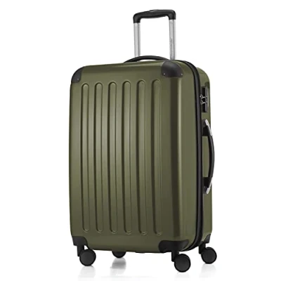 Afbeelding van HAUPTSTADTKOFFER Alex hardshell koffer trolley rolkoffer reiskoffer, 4 dubbele wielen, uitbreiding, Avocado., 65 cm Koffer,