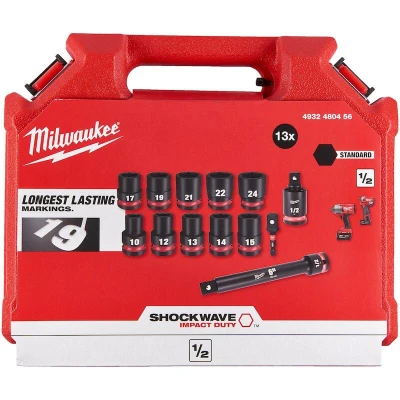 Afbeelding van Milwaukee Accessoires Shockwave dop Hex 1/2 kort set 13st. 4932480456