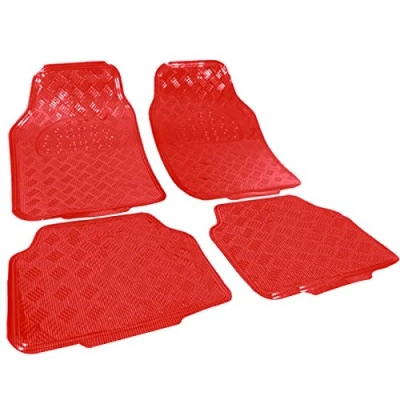 Afbeelding van eSituro SCM0062 universele voetmatten, automatten met aluminium chroom look rood