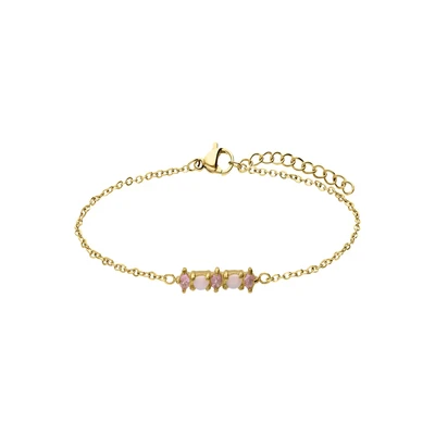 Afbeelding van Lucardi Dames Stalen goldplated vintage Armband met opaal Staal Goudkleurig 19 cm