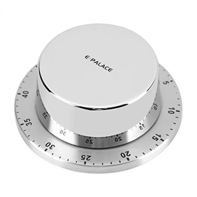 Afbeelding van Mechanische Keuken Timer 60 Minuten Timing met Magneet Achterkant Luid Alarm Roestvrij Staal Body Thuis Bakken Zilver (Zilver)