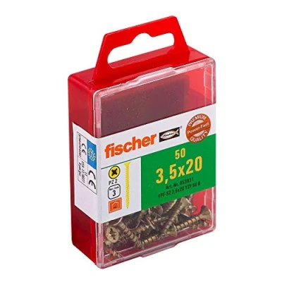 Afbeelding van fischer Power Fast FPF SZ 5,0 x 25 YZF 20 B spaanplaatschroeven met verzonken kop en volledige schroefdraad voor bevestiging van dunne componenten in houtmaterialen stuks art.nr. 653964