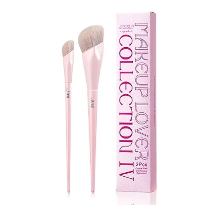 Afbeelding van Jessup Foundation Brush en Concealer Brush, Roze Make up Kwasten Set 2 Stuks Premium Synthetische Gezicht voor Vloeibare Crème, T497