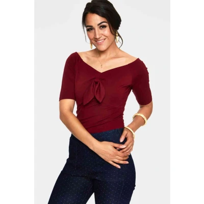 Afbeelding van Voodoo Vixen Anika Tie Front Top XS Bordeaux rood